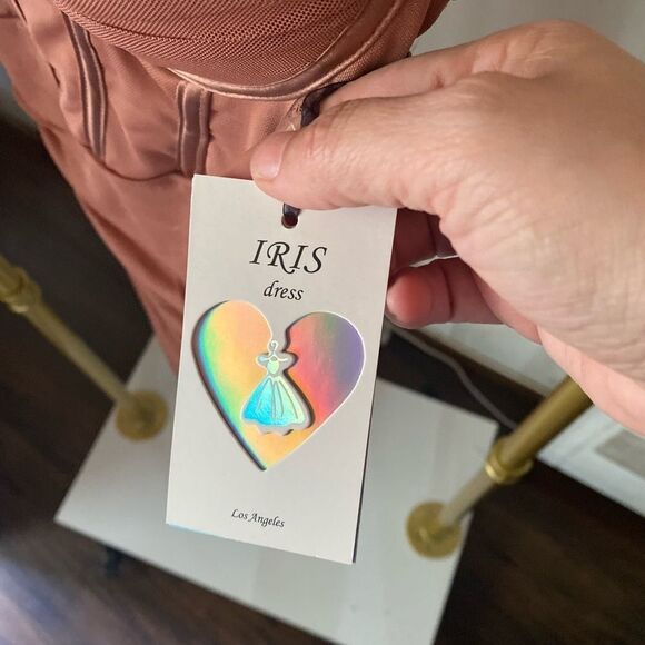 IRIS mini dress light brown  with spaghetti straps top corset type ruched New - Picture 10 of 10